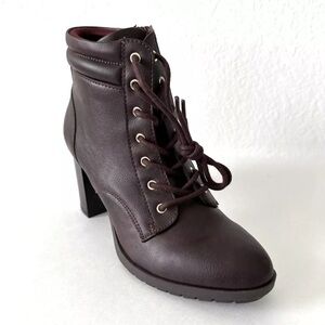 Style & Co Laurelle Lace-Up Dress Booties 6  -Wine Smooth-